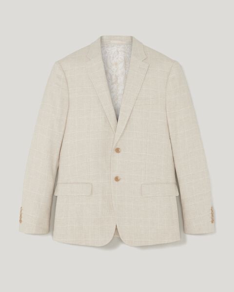 Slim Stretch Check Tailored Jacket, Natural Check, hi-res